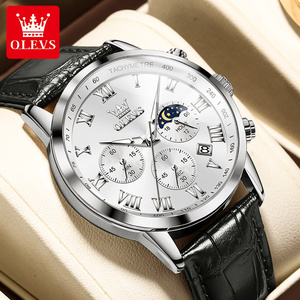 OLEVS 5529 oem özel logo reloj moda spor saat erkekler için deri kayış izle adam bilek oem quartz saat - Product Image 4