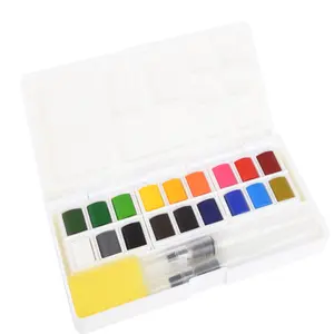 Aquarelle pigmentée de haute qualité 18 couleurs boîte en plastique ensemble de peinture aquarelle solide