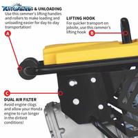 Compacteur vibratoire diesel 125, force d'impact de 1400 à 1600 livres, pour le compactage de grandes surfaces, sol cohésif, diesel
