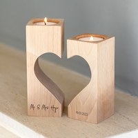 Support de bougie carré en bois fait main personnalisé, porte-bougie chauffe-plat sur mesure avec gravure, décoration d'intérieur, cadeau d'anniversaire ou de mariage
