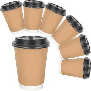 Vasos de papel de diseño personalizado de fábrica, vasos de papel desechables impresos de doble pared para café con tapa, empaquetados en cartón. - Product Image 2