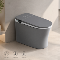 Toilette intelligente numérique avec réservoir encastré, nettoyage automatique, siège chauffant, séchage à l'air, télécommande, drainage en S-trap