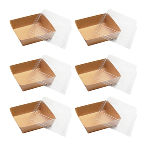 Vente en gros Boîte à cupcakes transparente en <span class=keywords><strong>carton</strong></span> kraft de qualité alimentaire avec couvercle en PVC pour le pain, la pâtisserie, les biscuits, le jaune d'oeuf - Product Image 6