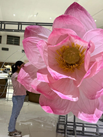 G-98 Lotus géant en organza rose romantique, fait main, pour décoration intérieure, galerie d'art, cérémonie de mariage, décoration d'espace