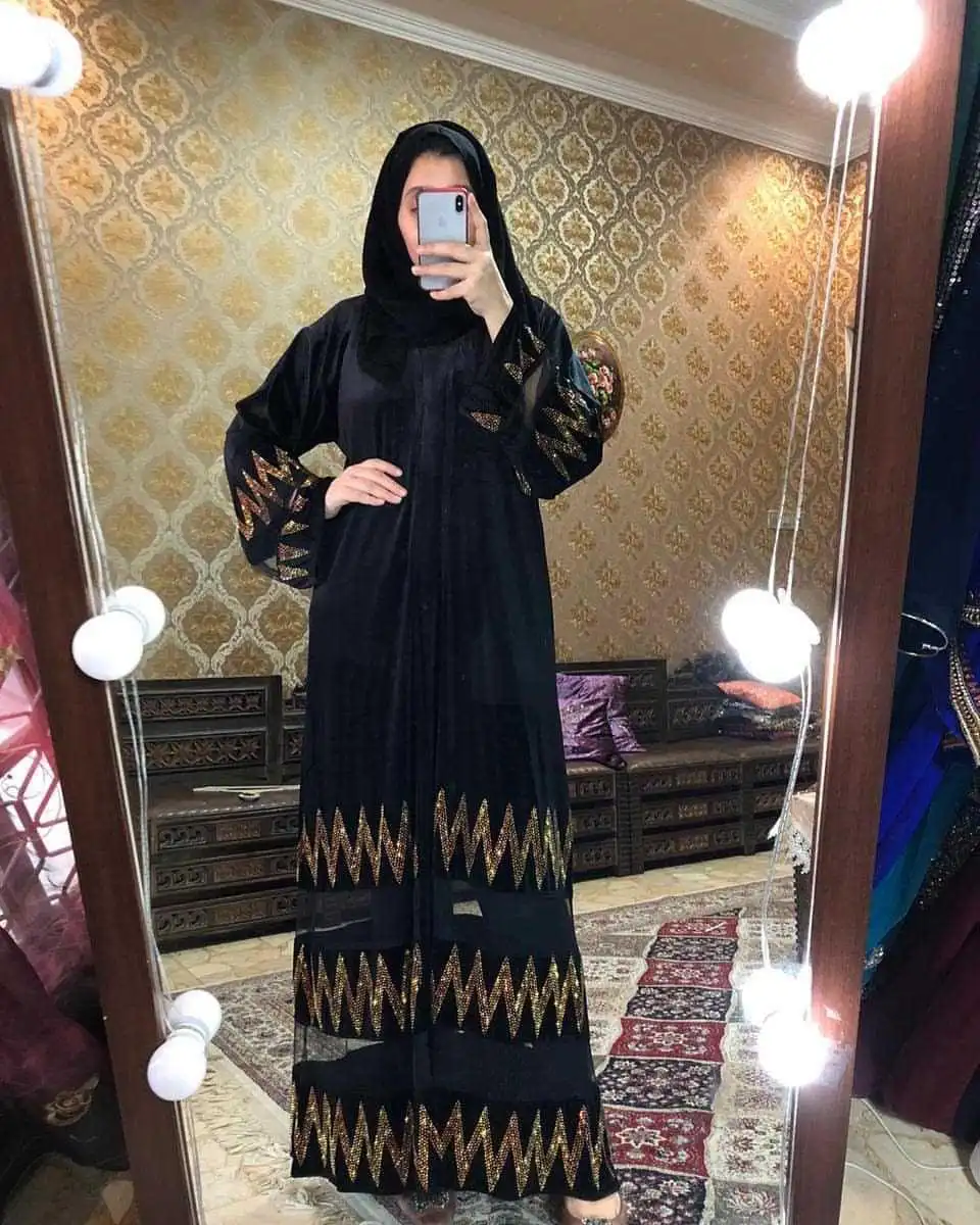 W & A 2020 Chất Lượng Cao Mỹ & Malaysia & Phụ Nữ Hồi Giáo Kim Cương Sang Trọng Abaya Với Hijab Quần Áo Hồi Giáo Trang Phục Giản Dị