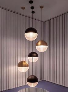 Zeal Lighting Classical Cafe Restaurant Bar Candelabro LED de vidrio redondo Lámpara colgante de vidrio negro - Product Image 4