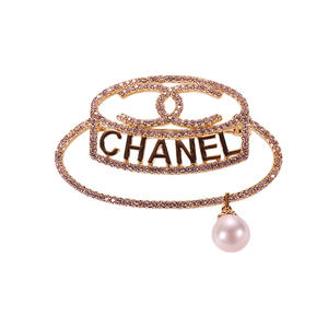 Korean Version Pearl Brooch Micro Zircon Inlaid Real Gold Plated <b>Chest</b> Flower <b>Small</b> Outer Coat Suit Accessories Number Pattern - Product Image 5