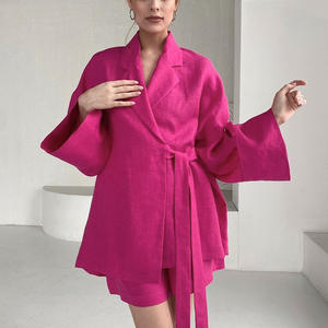 Ensemble personnalisé livraison directe de vêtements de nuit longs en soie 2 pièces pyjamas de luxe, vêtements de nuit kimono pyjamas unis en satin pour femmes/ - Product Image 5