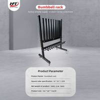 Banc de rangement moderne en acier et vinyle néoprène pour haltères, durable, Helfit 34kg 1020mm, commercial, noir, unisexe