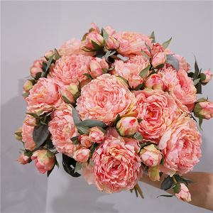 ZY647 Vintage <span class=keywords><strong>Peinture</strong></span> À L'huile Style Artificielle Grande Tête <span class=keywords><strong>Pivoine</strong></span> Fleur Poignée <span class=keywords><strong>Bouquet</strong></span> Fleur Pour Le Mariage - Product Image 4
