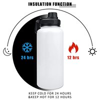 Gobelet isotherme portable en acier inoxydable blanc de 32 oz pour sublimation, avec poignée et paille, idéal pour les voyages en voiture - Vente en gros