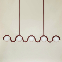 Lustre linéaire LED long en fer et verre, style nordique de luxe, à hauteur réglable, pour hôtel, salle à manger, éclairage d'îlot, design artistique créatif
