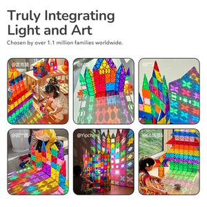 Mideerライト & シャドウ磁気タイルビルディングブロック8クリアミラーピース付きカラフルな透明デザインクリエイティブなプレイ - Product Image 6