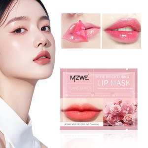 Masker bibir kecantikan kristal pelembap, masker bibir perawatan kulit kolagen hidrogel tidur merah muda buah mawar - Product Image 1