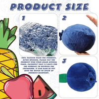 Bantal Lempar Buah Blueberry Simulasi Kustom dengan Daun, Boneka Peluk untuk Anak dan Bayi, untuk Tempat Tidur, Sofa, Boneka Blueberry Isi Dakron