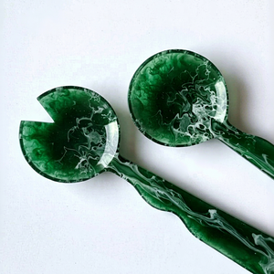 Artizon Studio Handmade Resin Salad Tools Server Set Marble Texture Swirl Pattern Dishwasher Safe <b>Microwave</b> Oven Safe Polished - Product Image 1