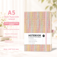 Carnet A5 à texture lin personnalisé, journal avec élastique, agenda pour étudiants et professionnels, bloc-notes, papeterie personnalisée avec lien