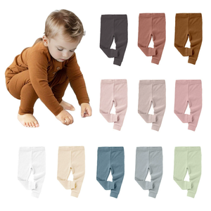 Новинка: Высокоэластичные однотонные ребристые вязаные леггинсы для девочек (0-4 года), из органического хлопка, для малышей, осенне-зимние, для бега и повседневной носки - Product Image 3