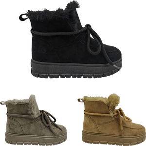 Bottines d'hiver <span class=keywords><strong>pour</strong></span> femmes avec semelle en PVC, doublure en fausse fourrure, à lacets, chaussures chaudes <span class=keywords><strong>pour</strong></span> l'extérieur, usage quotidien par temps <span class=keywords><strong>froid</strong></span> - Product Image 4