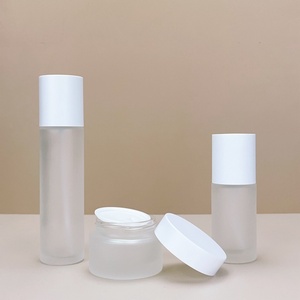 Ready Stock 50ml 100ml Frosted Glass <b>Pump</b> <b>Bottle</b> Set Packaging 50g Cream Jar 120ml Toner <b>Bottle</b> for Cosmetic - Product Image 5
