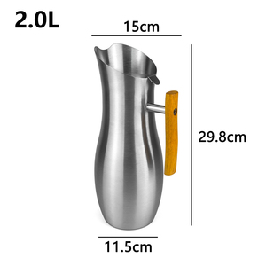 <span class=keywords><strong>Carafe</strong></span> à <span class=keywords><strong>eau</strong></span> personnalisable 2L en acier inoxydable 304 avec protection anti-glace et poignée en bois pour boissons froides - Product Image 2