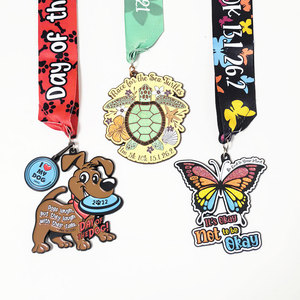 Medallas Deportivas Personalizadas de Aleación de Zinc Fundido con Cinta, Diseños de Animales (Mariposa, Perro) y Formas Variadas, Electrochapadas para Maratones y Torneos - Product Image 3