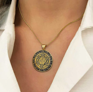 18K chapado en oro impermeable rey Salomón sello collar Salomón talismán colgante Salomón amuleto islámico Collar para <span class=keywords><strong>hombre</strong></span> regalo - Product Image 4