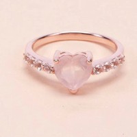 Bague en argent sterling 925 en forme de cœur avec quartz rose, pour mariage et fiançailles, directement de l'usine