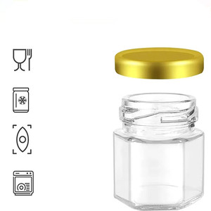 Nhà sản xuất quà tặng cưới, nhà sản xuất quà lưu niệm, lọ mật ong mini hình lục giác thủy tinh 1.5oz có kèm muỗng gỗ - Product Image 3