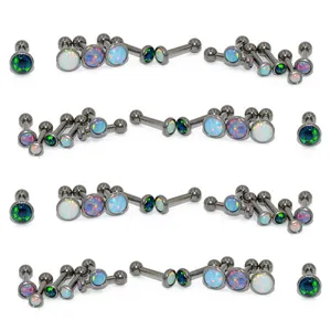 G23 titanyum küpe kristal cevheri kulak Tragus kıkırdak sarmal Opal kulak çıtçıt vücut Piercing takı toptan 3/4/5mm