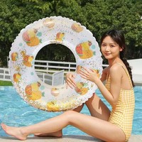Nouveau flotteur de piscine portable en PVC transparent imprimé motif trèfle porte-bonheur, respectueux de l'environnement