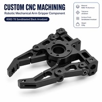 Composant de préhenseur pour bras robotique mécanique 6082-T6, anodisé noir sablé, prototype rapide, usinage CNC, pièces en aluminium