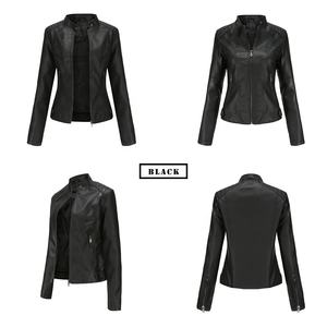 Chaqueta de cuero de talla grande para mujer, chaqueta fina de motorista para primavera y otoño - Product Image 6