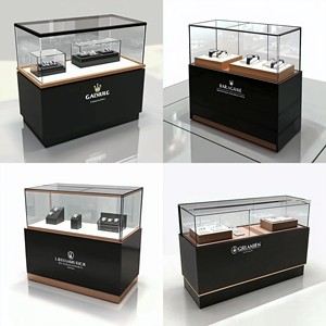 Magasin de montres de luxe moderne Design d'intérieur en bois couleur haute qualité Montre Kiosque Classe Comptoir Vitrine d'affichage - Product Image 6