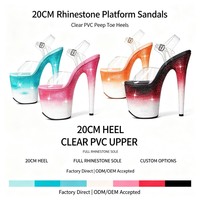 Chaussures de mariage sexy à lacets de 20 cm (8 pouces), talons transparents en PVC pour pole dance, plateformes pour danseuses exotiques, talons aiguilles personnalisés