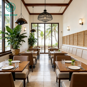 Juego de Mesa y Sillas de Ratán Blanco del Sudeste Asiático Moderno para Cafetería de Comida Rápida, Muebles de Asientos Tipo Sofá para <span class=keywords><strong>Restaurante</strong></span> - Product Image 6