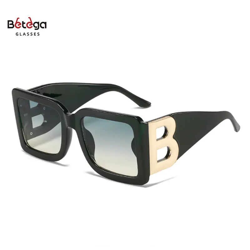BETEGA Trend New Big Frame Square Sunglasses Letter B Legs Personality Street Ladies Concave Style Sunglasses