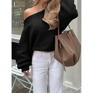 Pull décontracté à col bateau rose pour femmes - Product Image 3