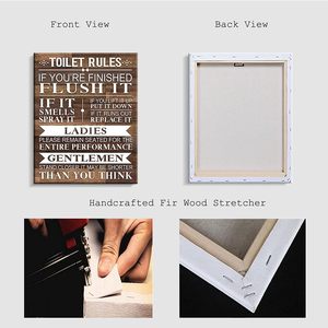 Trang chủ phòng Tắm Vải tường nghệ thuật mộc mạc vui quy tắc nhà vệ sinh in dấu hiệu đóng khung gỗ nền phòng tắm hình ảnh tác phẩm nghệ thuật trang trí nhà - Product Image 3