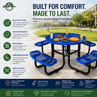 Table et banc en métal pour extérieur, table de pique-nique en acier expansé pour le camping, ensemble de table de jardin avec chaise