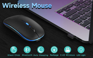 <span class=keywords><strong>Souris</strong></span> mince LED rechargeable 3 DPI réglable double mode <span class=keywords><strong>Bluetooth</strong></span> 2.4G <span class=keywords><strong>souris</strong></span> sans fil pour iPad <span class=keywords><strong>MacBook</strong></span>, ordinateur portable - Product Image 5