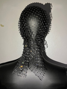 Pañuelo de malla hueca con diamantes de imitación brillante, estilo europeo y americano, fiesta, club nocturno, Festival de música, accesorios esenciales para el cabello - Product Image 6