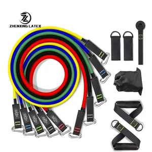 Gym workout tpe rubber resistance fitness band 150lbs ankle tube 11pcs kit resistance bands set pull the rope with handle