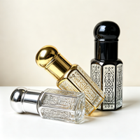 Flacon de parfum octogonal de 3 ml, 6 ml, 12 ml avec revêtement laser, flacon d'huile essentielle en verre cristal de luxe, atomiseur portable rechargeable pour les voyages