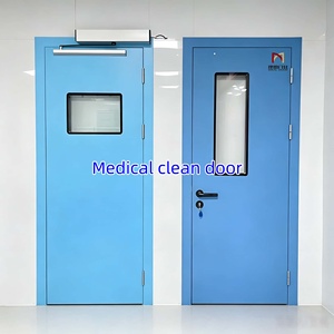 Porte de salle d'hôpital en acier avec fenêtre de surveillance, porte de salle blanche pour atelier sans poussière, porte sanitaire de laboratoire hospitalier - Product Image 1