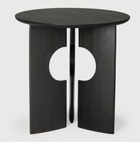 Tables basses noires simples nordiques rondes en chêne Table d'appoint de canapé moderne en bois Tables de café d'appoint en bois
