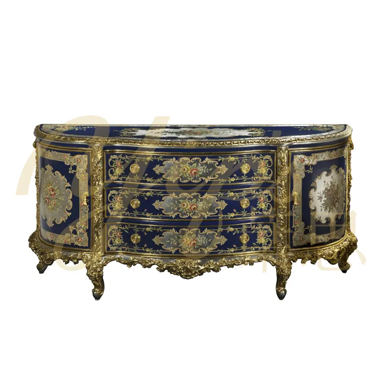 Yips-LD-1503-1289 serie europea, tallado de resina, pintado a mano, patrón Floral, comedor, armario de Buffet de lujo