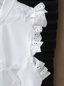 Girl <strong>Denim</strong> Clothing Set <strong>Ruffled</strong> Lace Sleeveless Solid Shirt + Jeans <strong>Pants</strong> 2 Pcs Outfit - Product Image 5