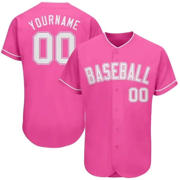 Sublimation Print Logo Numbers New Style Pink Colour Men Womens Baseball Jersey Customize