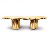 बोका करते लोबो सोना पीतल खाने की मेज अनियमित 10/12 व्यक्तियों के लिए समकालीन डिजाइन गोल्डन पेड़ जड़ों खाने की मेज